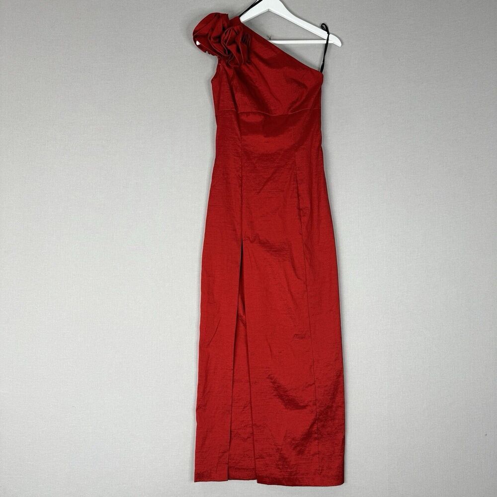 Vintage Jessica McClintock Womens Dress 8 Ruffle One Shoulder Holiday Gown Gala